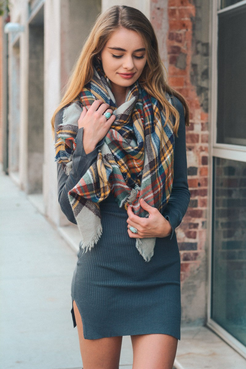 Classic Plaid Blanket Scarf