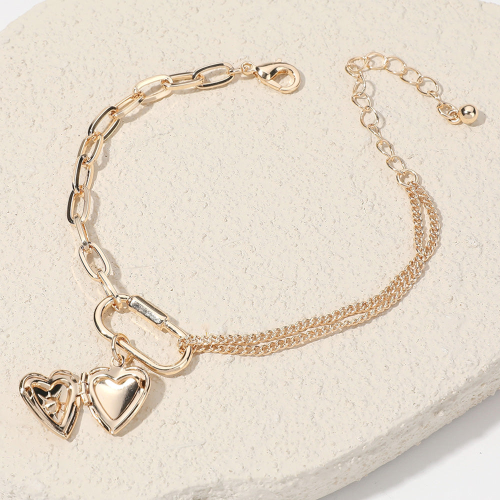 Locket Carabiner Charm Chain Bracelet