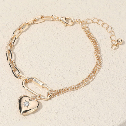 Locket Carabiner Charm Chain Bracelet