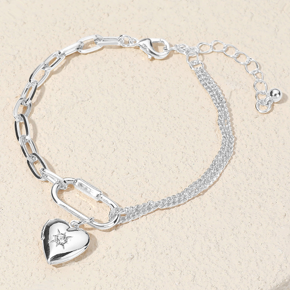 Locket Carabiner Charm Chain Bracelet