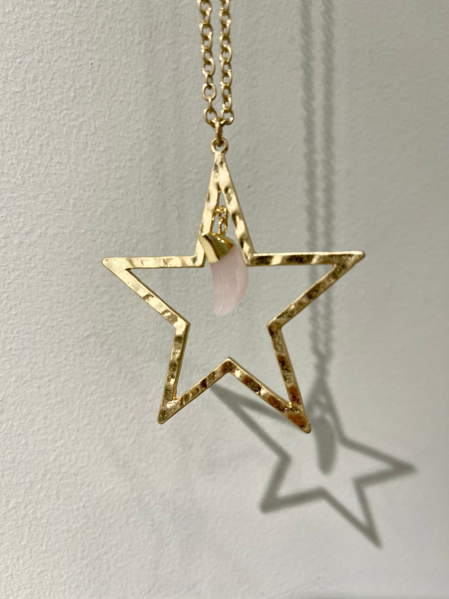 Long Star Pendant with Hanging Moon Necklace