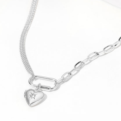 Heart Locket Carabiner Charm Necklace