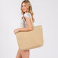 Solid Crochet Straw Tote Bag / Beach Bag