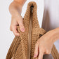 Solid Crochet Straw Tote Bag / Beach Bag