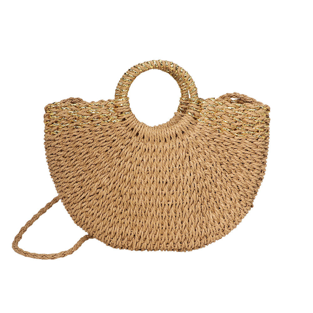 Round Handle Straw Handbag / Crossbody Bag