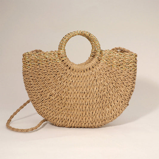 Round Handle Straw Handbag / Crossbody Bag