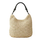 Bamboo Handle Paper Woven Shoulder Tote Bag