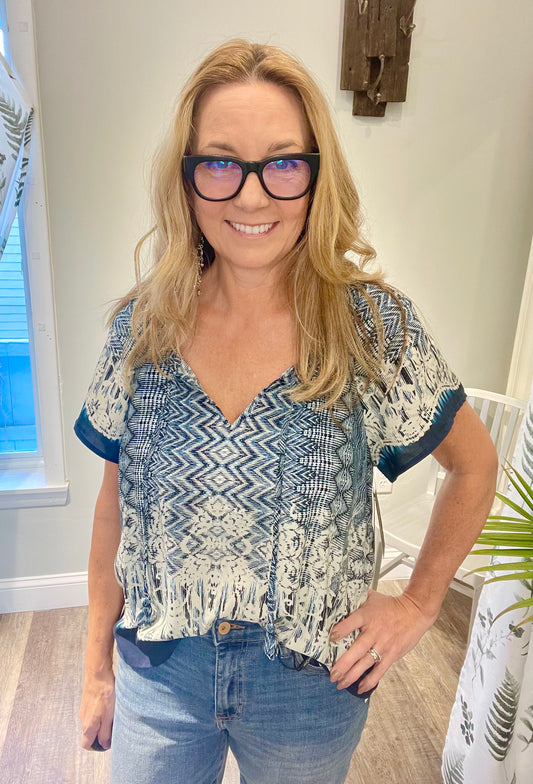 Liverpool Nomad Ikat Print Top