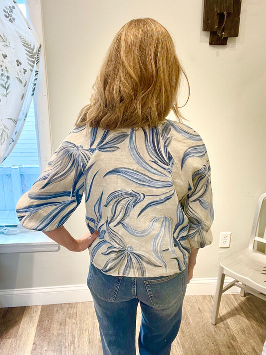 Tempo Paris Printed Tie Front Top