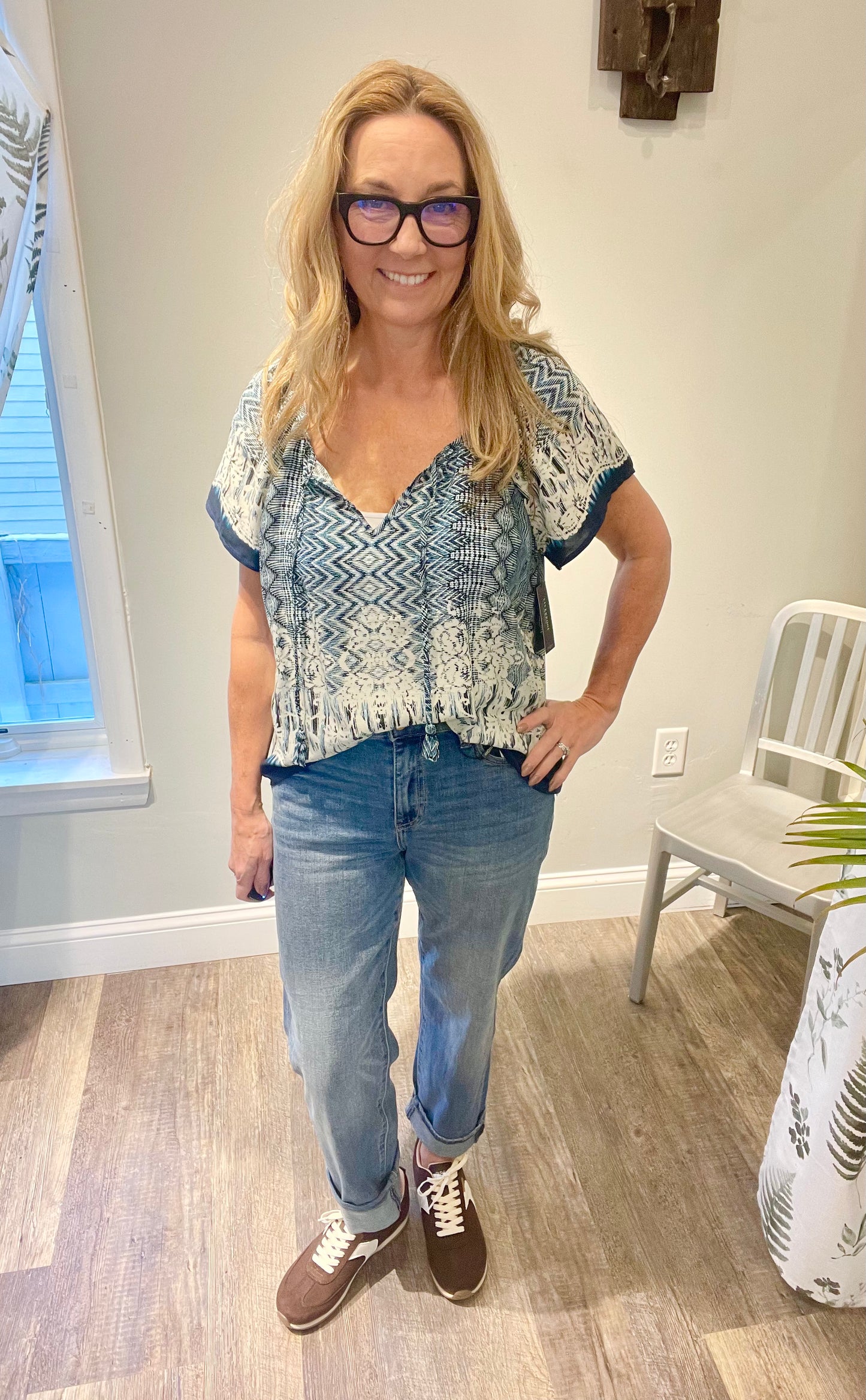 Liverpool Nomad Ikat Print Top