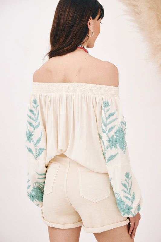 Nud Embroidered Long Sleeve Top