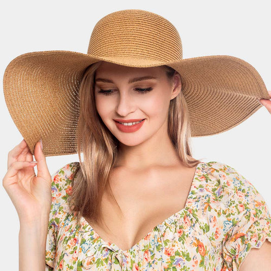 Solid Wide Brim Straw Sun Hat