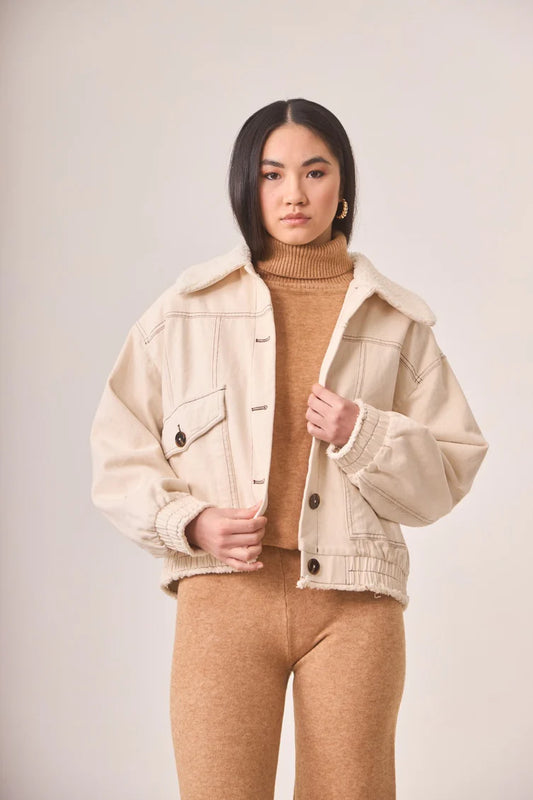 Nakane Denim Jacket with Sheepskin Collar