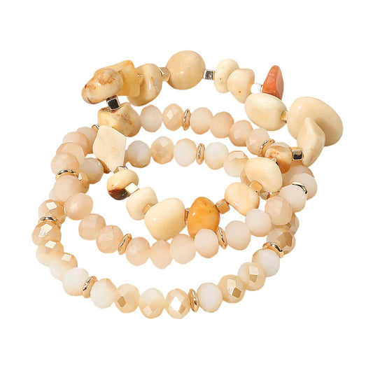 Natural Stone Stretch Multi Layered Bracelet