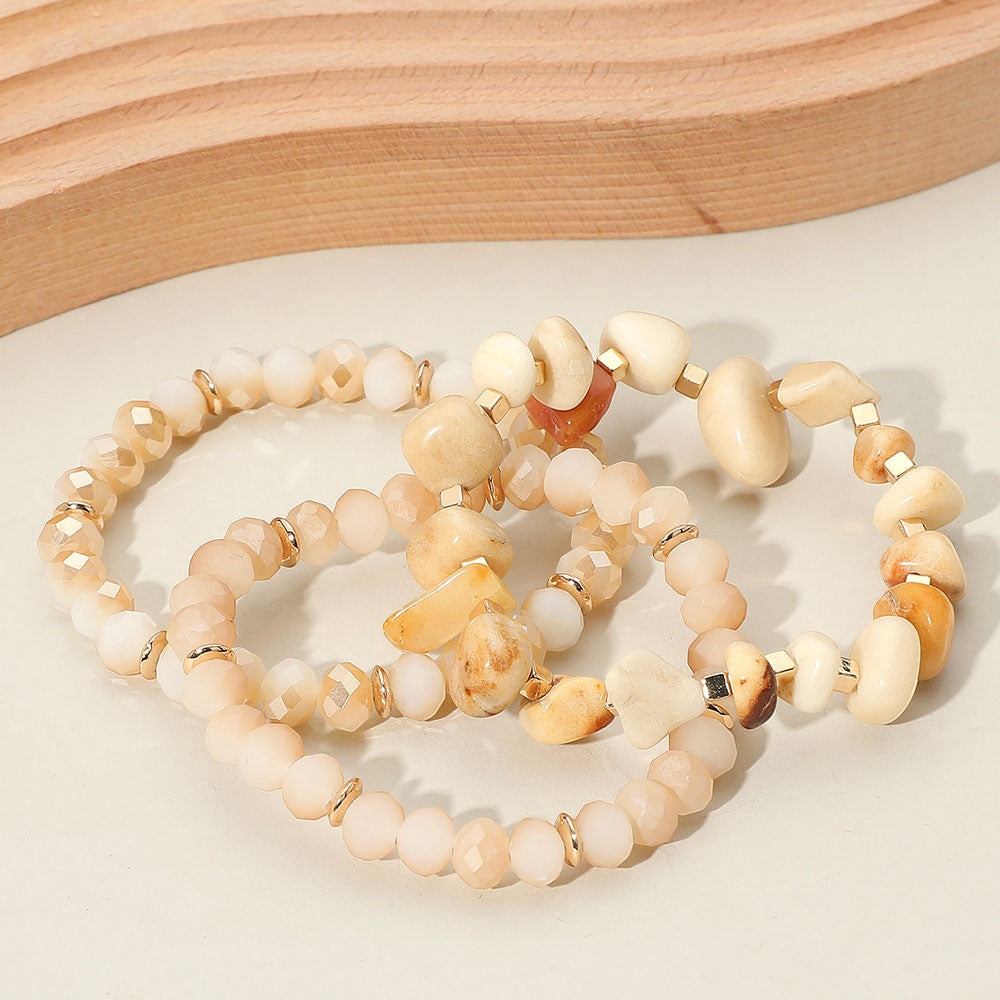 Natural Stone Stretch Multi Layered Bracelet