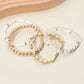 Metal Faceted Beaded Stretch Layered Bracelets