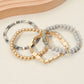 Metal Faceted Beaded Stretch Layered Bracelets
