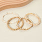 Metal Faceted Beaded Stretch Layered Bracelets