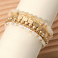 Metal Faceted Beaded Stretch Layered Bracelets
