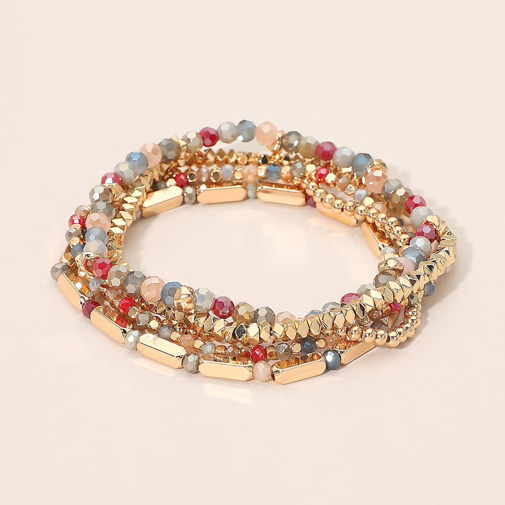 Faceted Beaded Stretch Multi Layered Bracelets