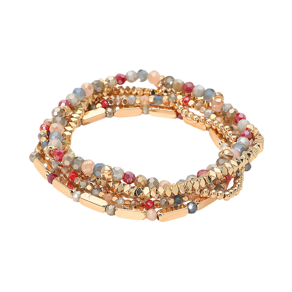 Faceted Beaded Stretch Multi Layered Bracelets