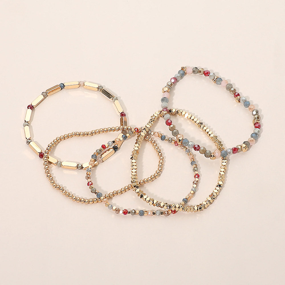 Faceted Beaded Stretch Multi Layered Bracelets