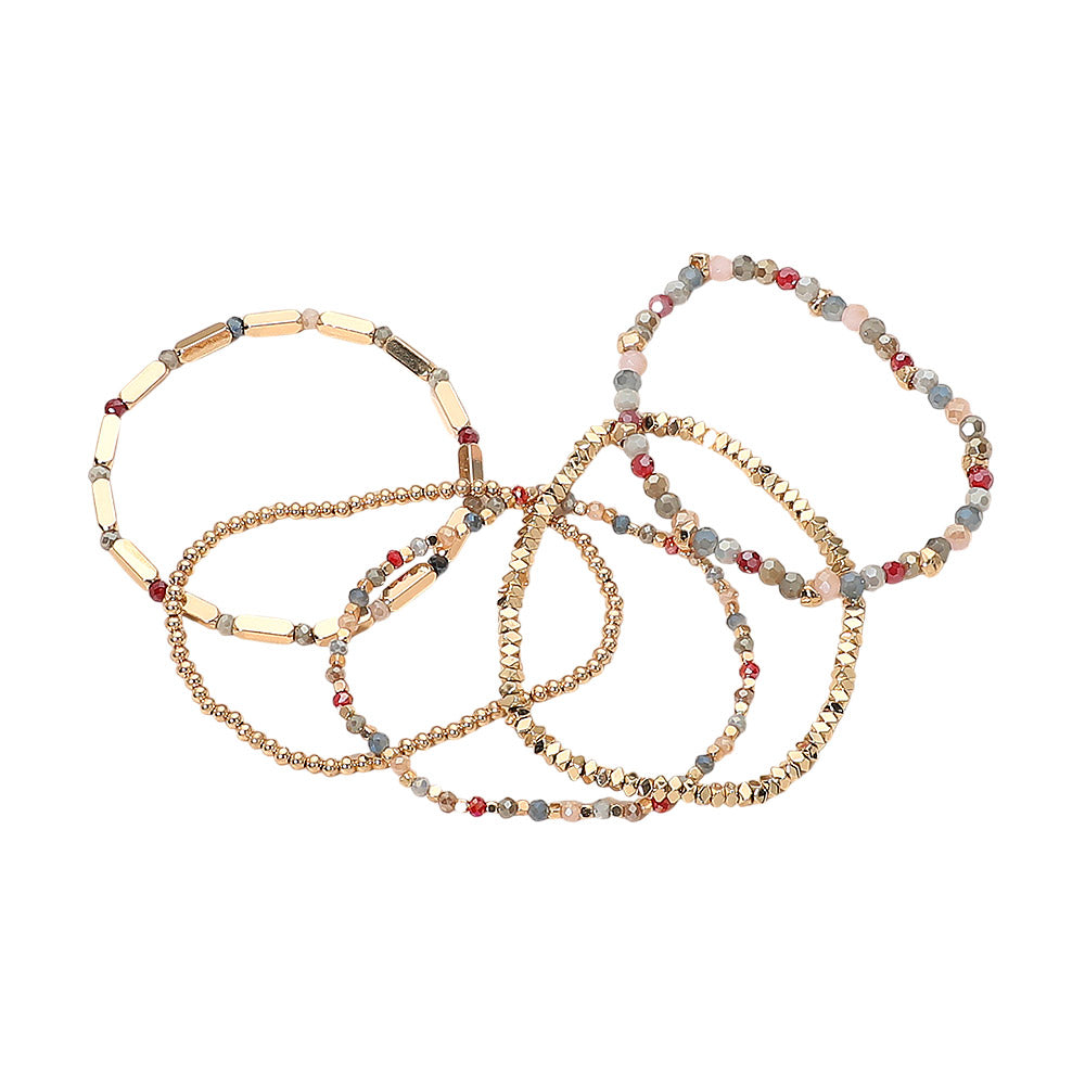 Faceted Beaded Stretch Multi Layered Bracelets
