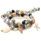 Boho Sea Shell Charm Pearl Beaded Bracelet Set
