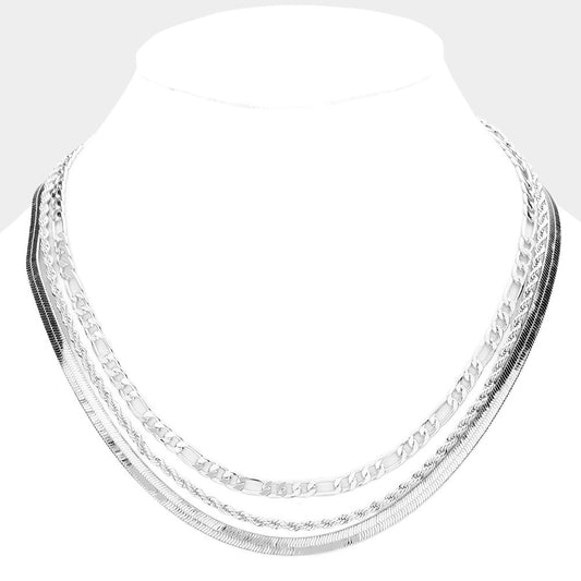Triple Layered Metal Chain Necklace
