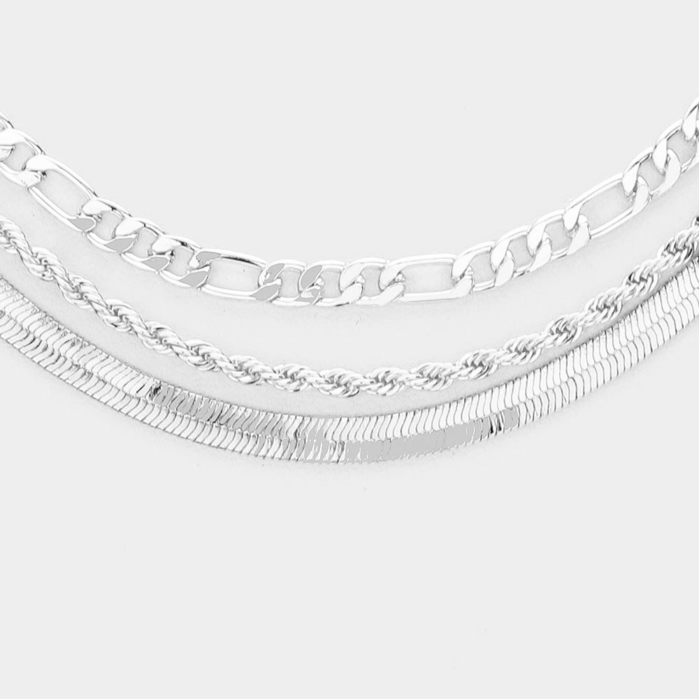 Triple Layered Metal Chain Necklace