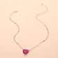 Heart Stone Pendant Paperclip Chain Necklace