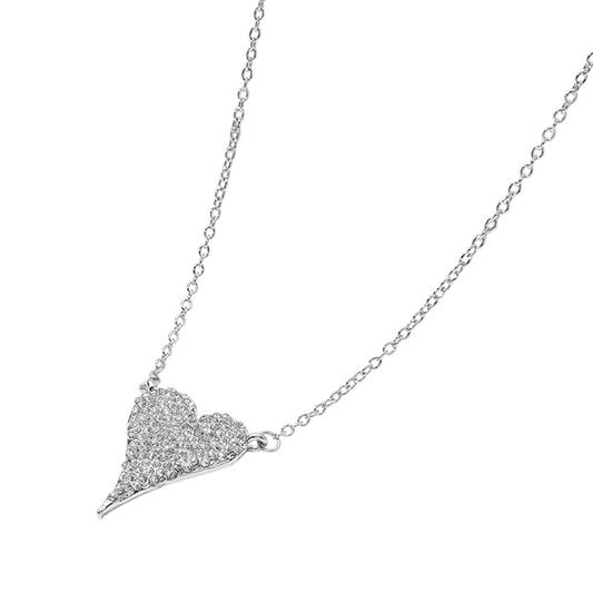 Stone Pave Heart Pendant Necklace