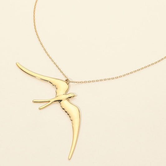 Stainless Steel Flying Swallow Bird Necklace