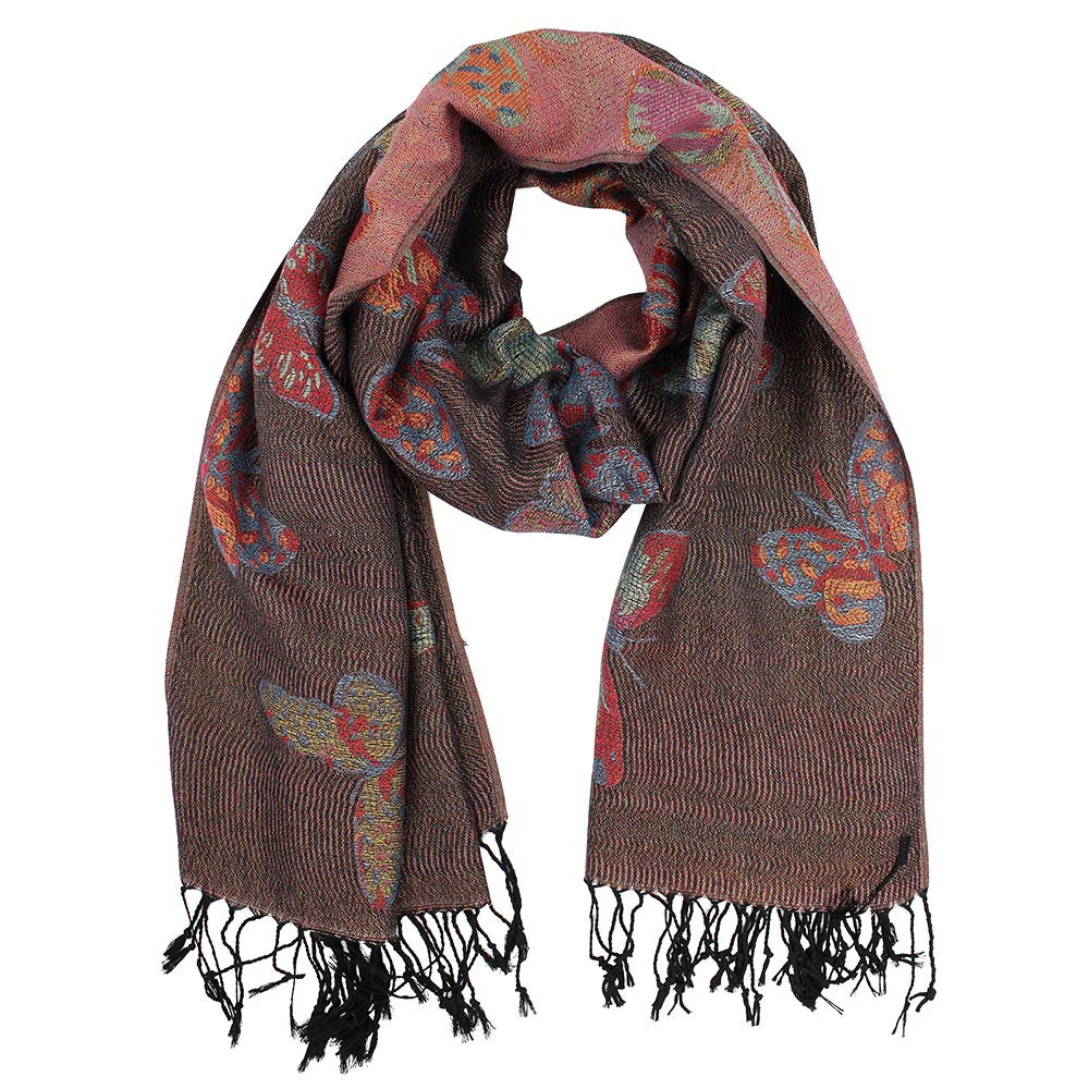 Metallic Butterfly Printed Pashmina Scarf