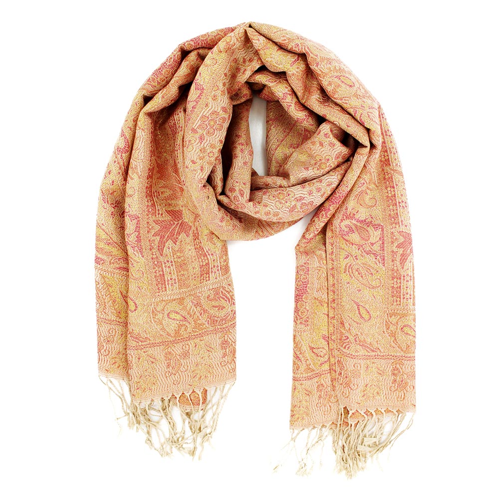 Metallic Paisley Printed Pashmina Scarf Shawl