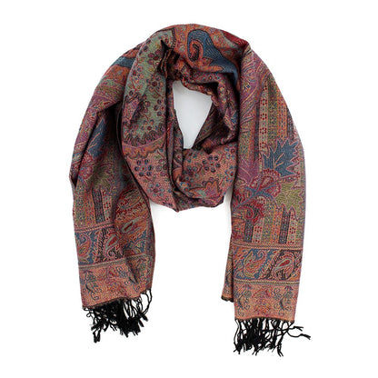 Metallic Paisley Printed Pashmina Scarf Shawl