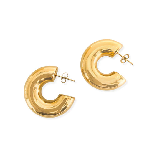 Golden Puffy Hoop Earrings