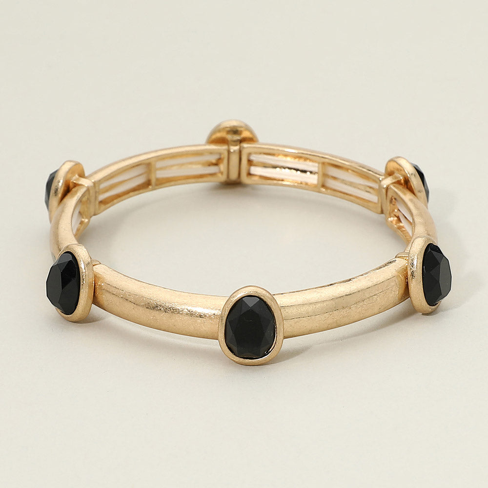 Faceted Oval Cabochon Stretch Bracelet