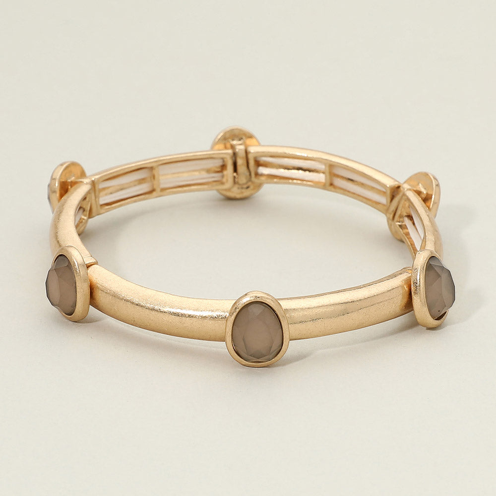 Faceted Oval Cabochon Stretch Bracelet
