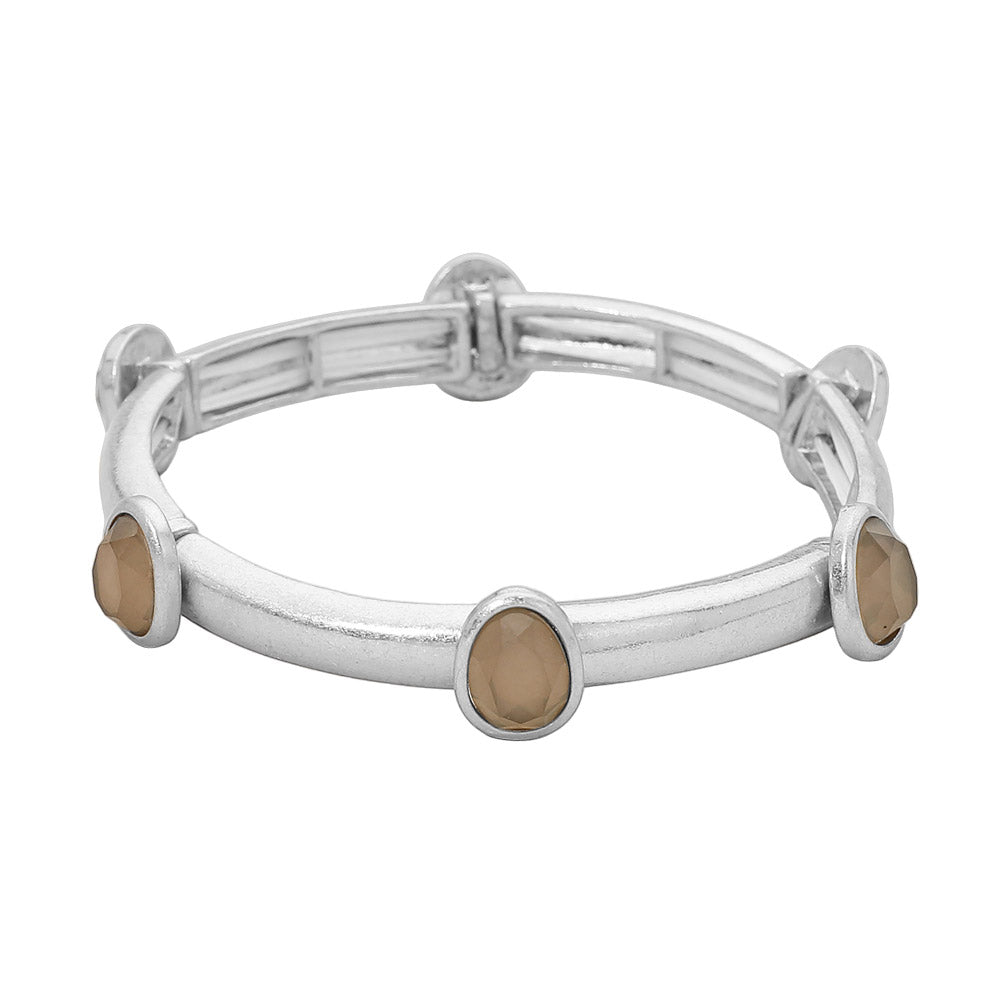Faceted Oval Cabochon Stretch Bracelet