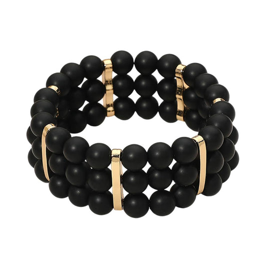 Natural Multi Row Beaded Stretch Bracelet