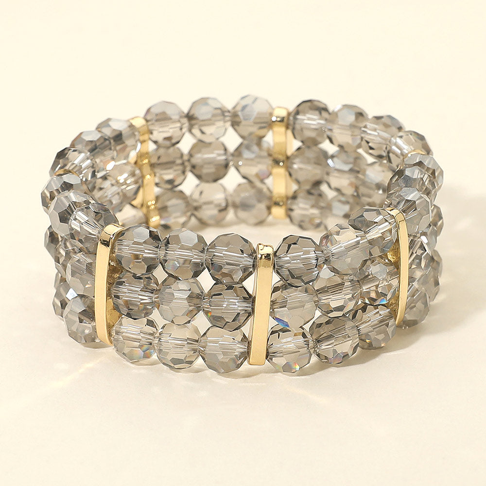 Crystal Multi Row Beaded Stretch Bracelet