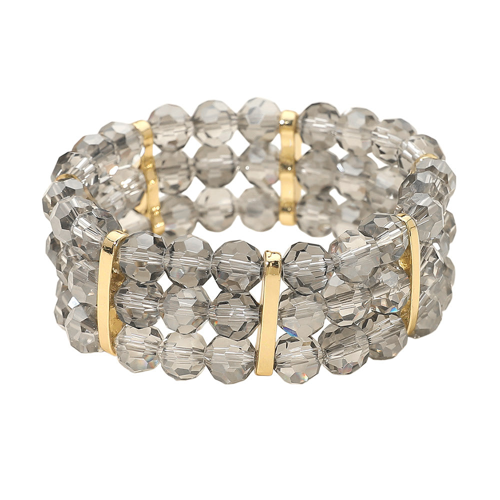 Crystal Multi Row Beaded Stretch Bracelet