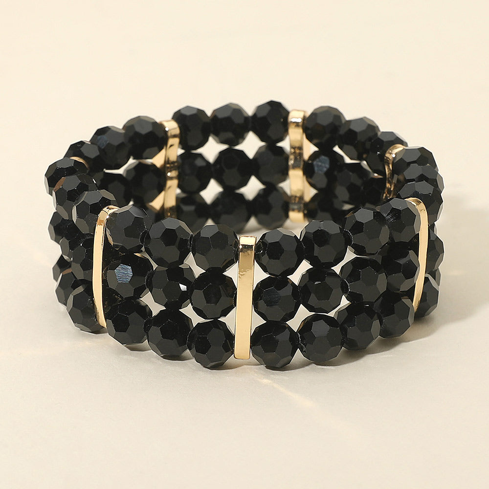 Crystal Multi Row Beaded Stretch Bracelet