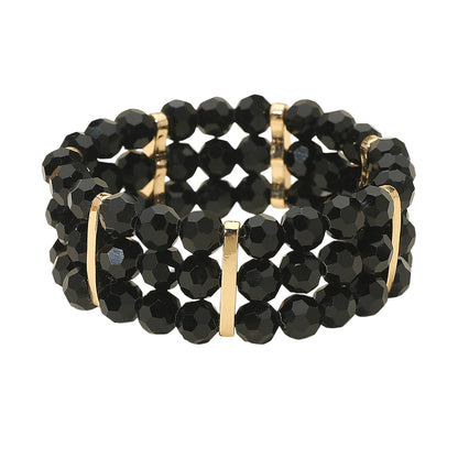 Crystal Multi Row Beaded Stretch Bracelet