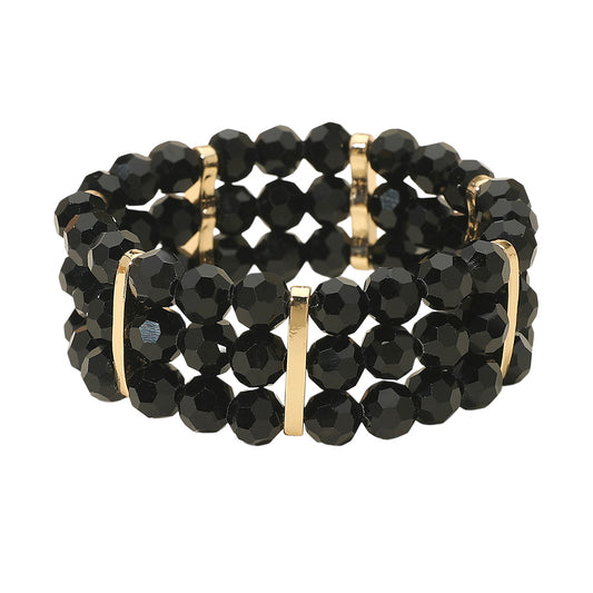 Crystal Multi Row Beaded Stretch Bracelet