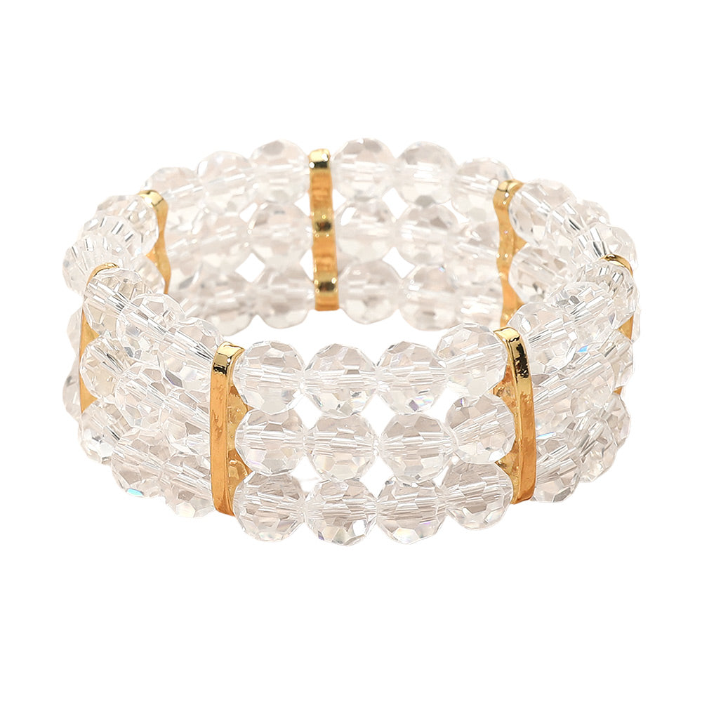 Crystal Multi Row Beaded Stretch Bracelet