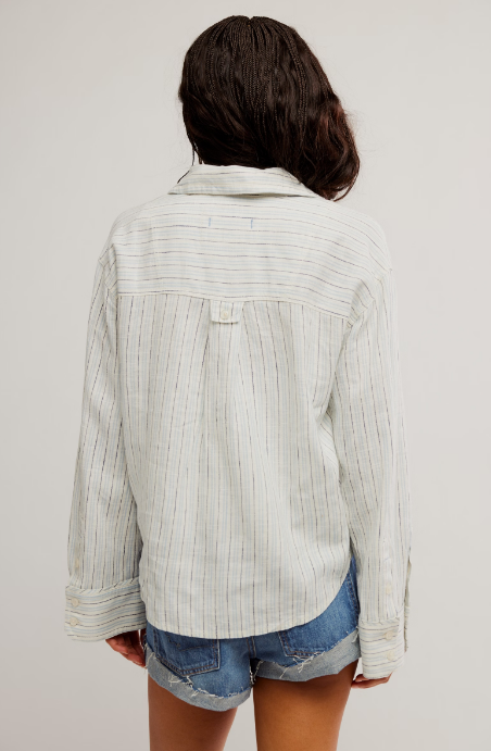 Free People Striped Linen Laurel Top