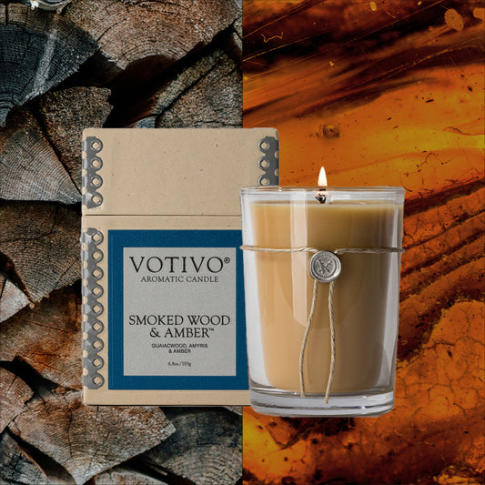 Votivo Smoked Wood & Amber Soy Candle