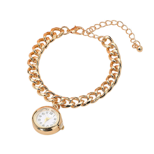 Gold Dipped Round Watch Charm Bracelet